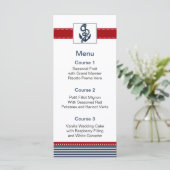 rayures marines, ancre, cartes de menu nautique (Debout devant)
