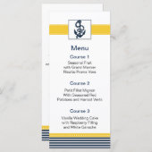 rayures marines, ancre, cartes de menu nautique (Devant / Derrière)
