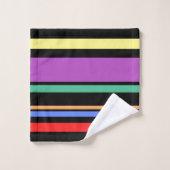 Rayures modernes noires et multicolores inspirées (Gant de toilette)