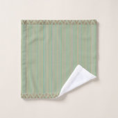 Rayures Modernes Vert Turquoise Pêche Or (Gant de toilette)