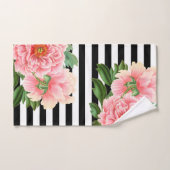 rayures noires de pivoines (Serviette à main)