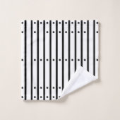 Rayures noires et blanches avec des points. Minima (Gant de toilette)