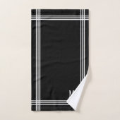 Rayures noires et blanches avec initiales personna (Serviette à main)