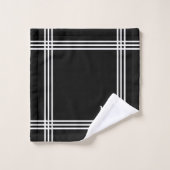Rayures noires et blanches avec initiales personna (Gant de toilette)