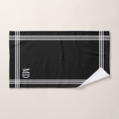 Rayures noires et blanches avec initiales personna (Serviette à main)