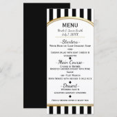Rayures noires et blanches avec menu élégant en or (Devant / Derrière)