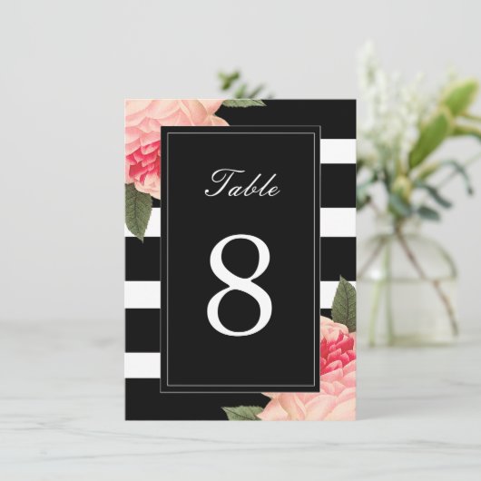 Rayures noires et blanches avec numéros de table a (Debout devant)
