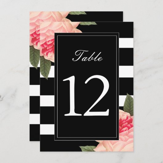 Rayures noires et blanches avec numéros de table a (Devant / Derrière)