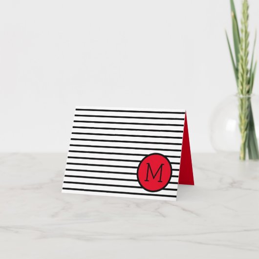 Rayures noires et blanches modernes avec monogramm (Devant)