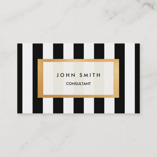 Rayures noires et carte de visite bilatéral d'or (Devant)