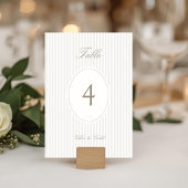 Rayures | Numéro de table de mariage ovale chic en