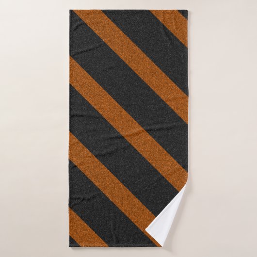 Rayures orange et noir Paillettes (Serviette de bain)