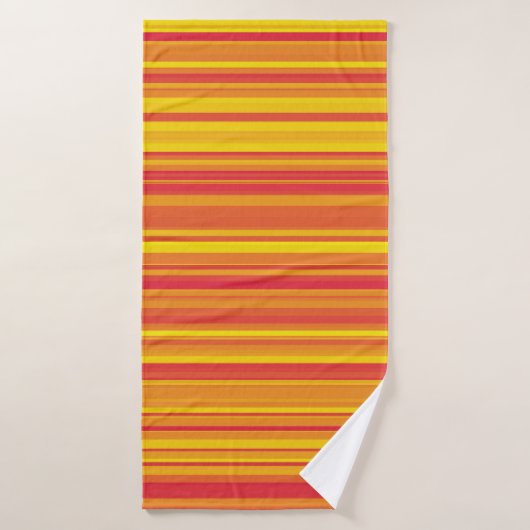 Rayures Orange Rouge Jaune (Serviette de bain)