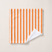 Rayures oranges et blanches verticales (Gant de toilette)