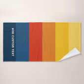 Rayures Rétro Sunset avec un nom Simple Sans Serif (Serviette de bain)