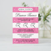 Rayures rose et blanc - Invitation de douche de ma (Debout devant)