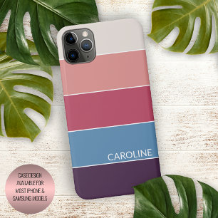 Rayures Rose Pâle Corail Rouge Bleu Violet Foncé