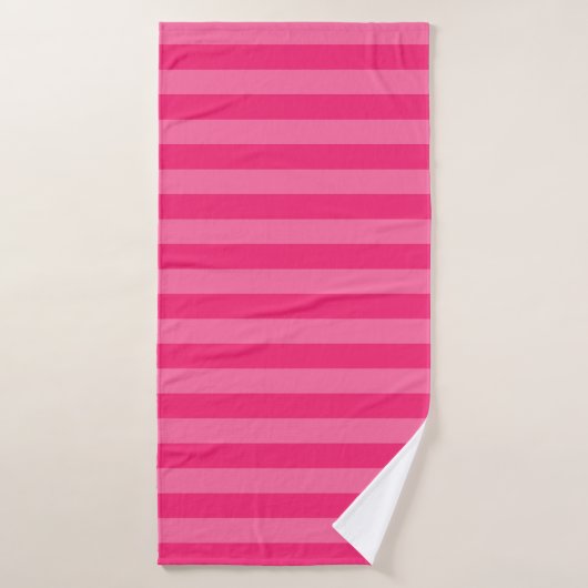 Rayures rose pâle et rose chaud (Serviette de bain)