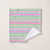 Rayures, rose, vert (Gant de toilette)