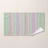 Rayures, rose, vert (Serviette à main)