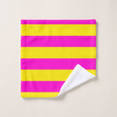 Rayures rose vif et jaune canari (Gant de toilette)