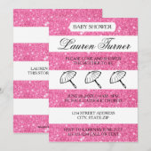 Rayures roses et blanches - Invitation à une baby (Devant / Derrière)