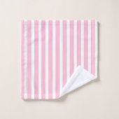 Rayures roses et blanches molles verticales (Gant de toilette)