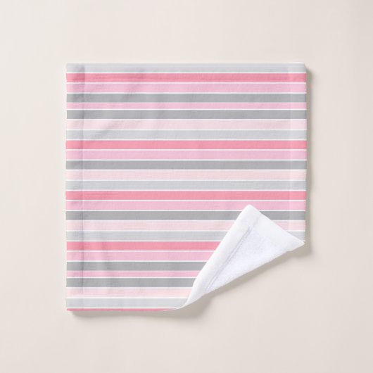 Rayures roses et grises (Gant de toilette)