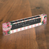 Rayures roses et plaque signalétique florale de (Taille)