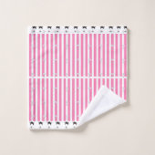 Rayures roses motif floral noir  (Gant de toilette)