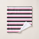 Rayures roses, noires, blanches (Gant de toilette)