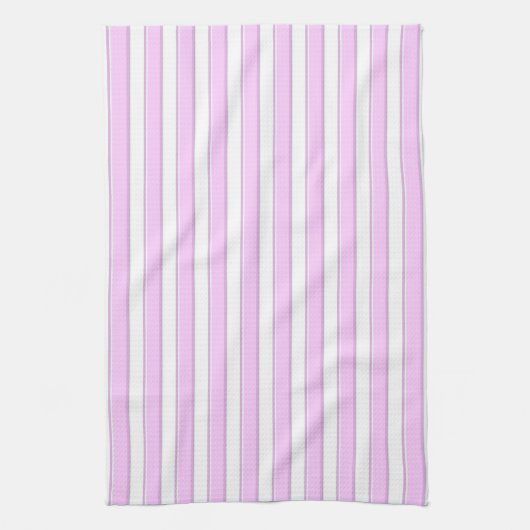 Rayures roses sur serviette de cuisine blanche (Vertical)