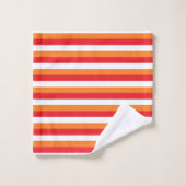 Rayures rouges, blanches et oranges (Gant de toilette)