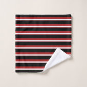 Rayures rouges blanches noires chic (Gant de toilette)