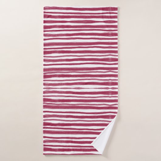 Rayures rouges Bordeaux (Serviette de bain)