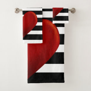 Rayures rouges de blanc de noir de coeur
