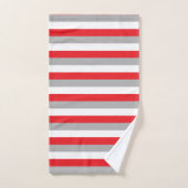 Rayures rouges, grises et blanches (Serviette à main)