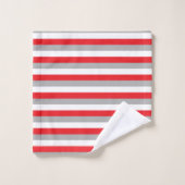 Rayures rouges, grises et blanches (Gant de toilette)