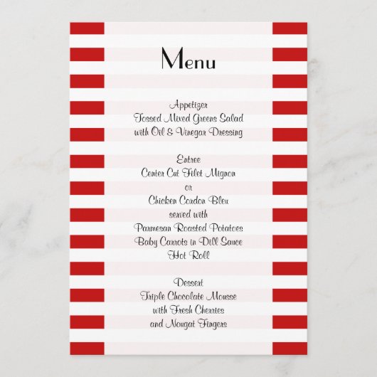 Rayures Rouges, Motif Rayé, Lignes, Menu (Devant)