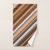 Rayures rustiques et terreuses de brun, beiges et (Serviette à main)