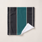 Rayures sarcelle et onyx (Gant de toilette)