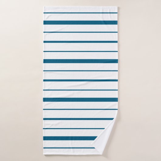 Rayures sarcelle foncée sur fond blanc (Serviette de bain)