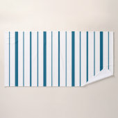 Rayures sarcelle foncée sur fond blanc (Serviette de bain)
