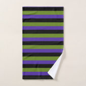 Rayures sorcières vert noir violet Halloween (Serviette à main)