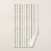 Rayures vert brun crème (Serviette à main)