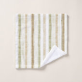 Rayures vert brun crème (Gant de toilette)
