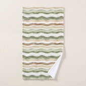 Rayures Vert Crème Marron (Serviette à main)