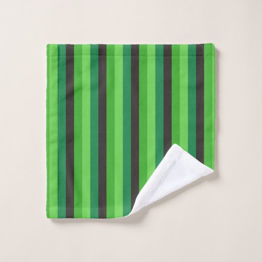 Rayures Vert Foncé Lignes Verticales Noires Nature (Gant de toilette)