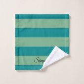Rayures vert moyen et vert clair (Gant de toilette)