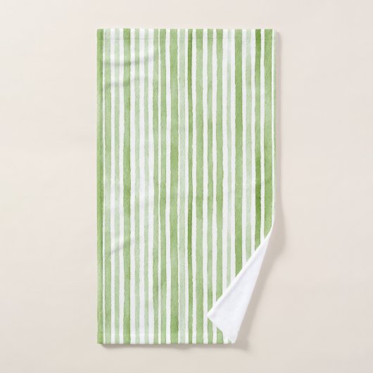 Rayures Vertes Blanches (Serviette à main)